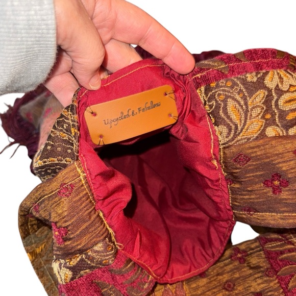 Upcycled Boho Fringe Crossbody Shoulder Bag Cheetah Handmade Sequins Wide Strap - Picture 8 of 8